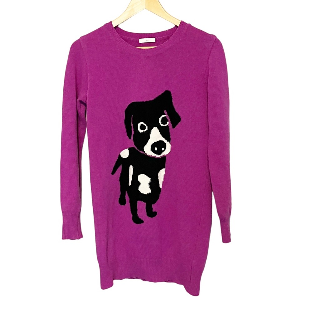 Amy’s Purple Dog Long Sleeve Crewneck Sweater Dress